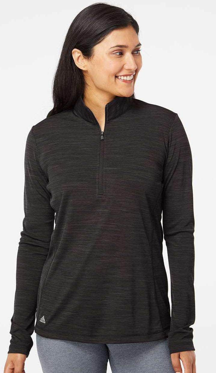 no-logo Adidas Ladies Lightweight Mélange QuarterZip Pullover-Ladies Layering-Adidas-Thread Logic
