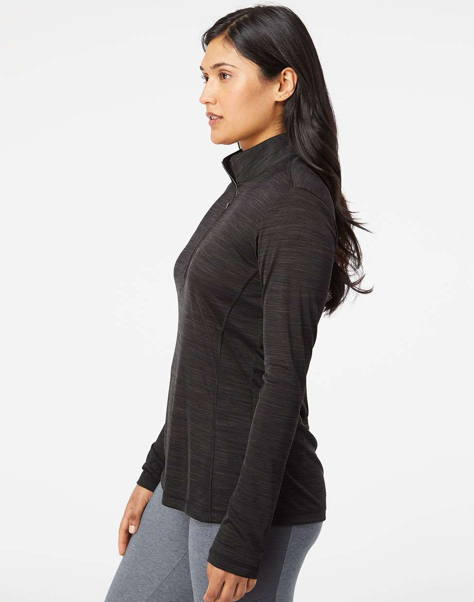 no-logo Adidas Ladies Lightweight Mélange QuarterZip Pullover-Ladies Layering-Adidas-Thread Logic