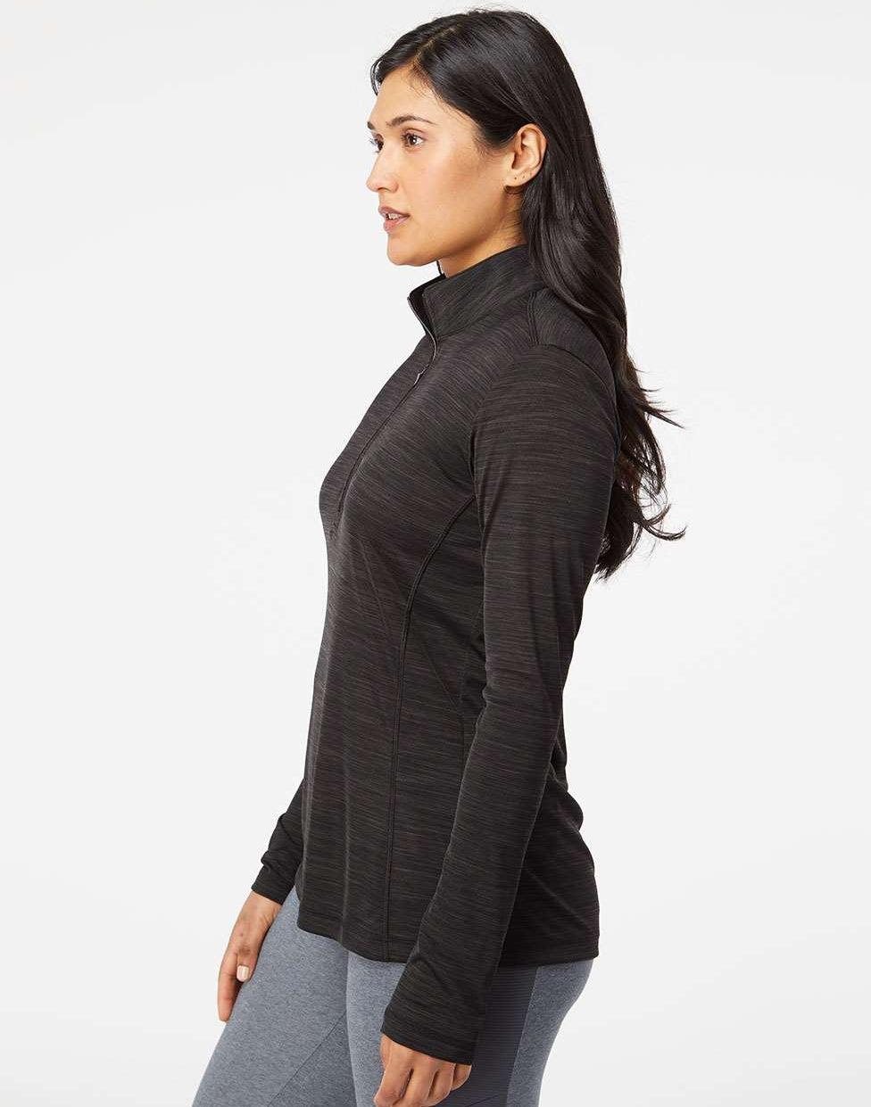 no-logo Adidas Ladies Lightweight Mélange QuarterZip Pullover-Ladies Layering-Adidas-Thread Logic