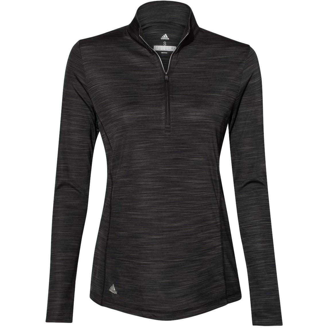 no-logo Adidas Women's Lightweight Mélange QuarterZip Pullover-Quarter Zips-Adidas-Black Melange-S-Thread Logic