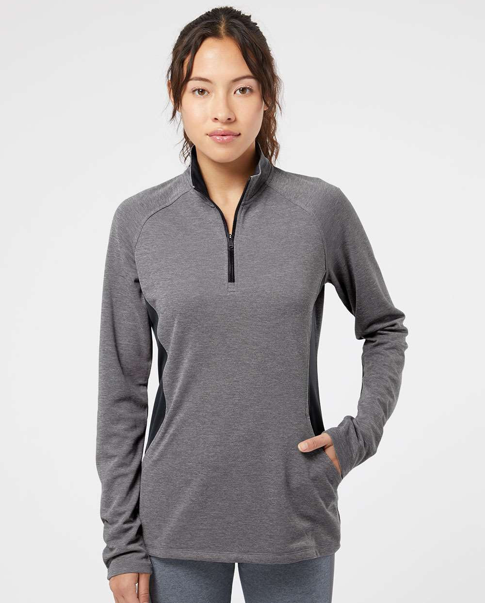 no-logo Adidas Ladies Lightweight QuarterZip Pullover-Ladies Layering-Adidas-Thread Logic
