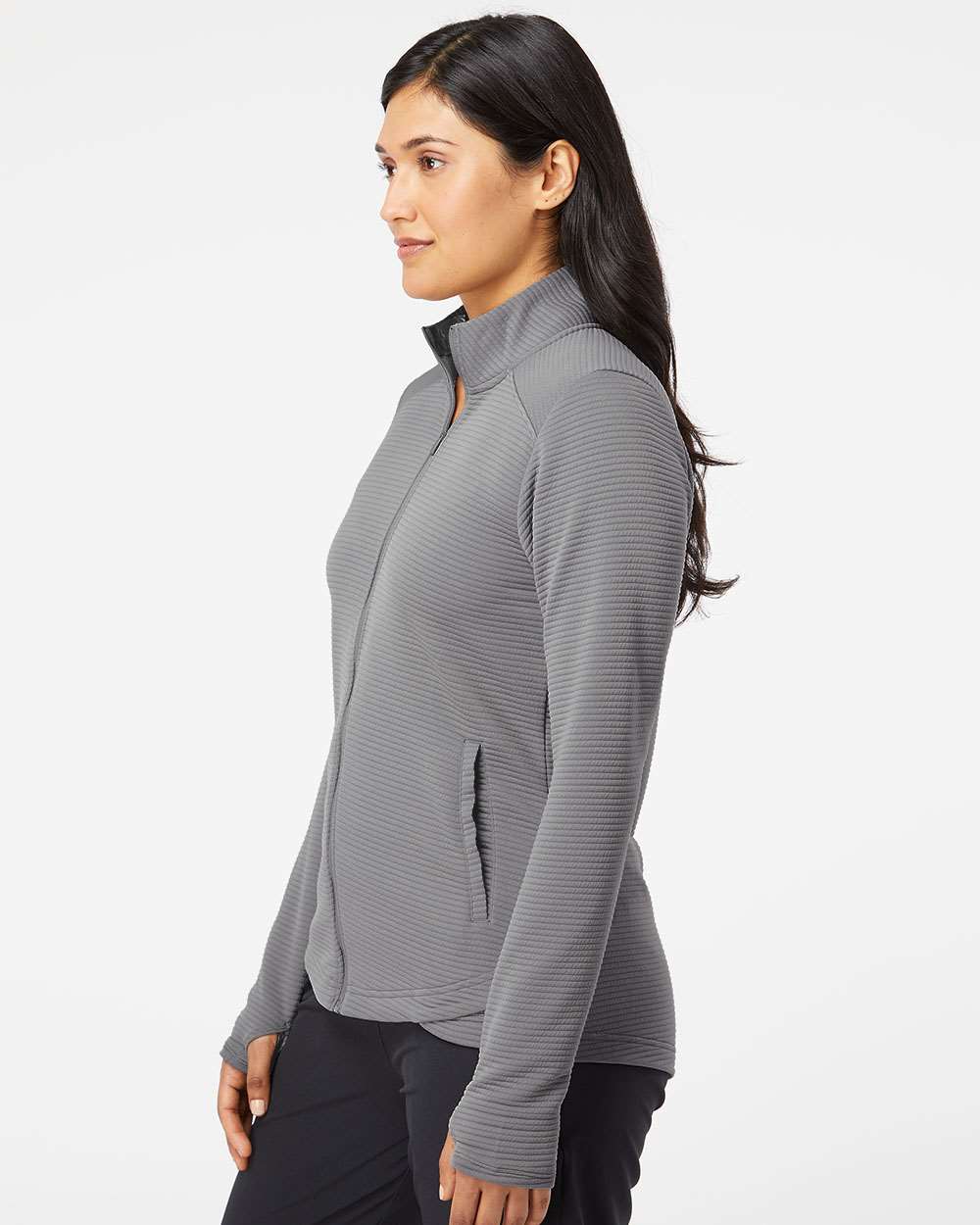 no-logo Adidas Ladies Textured Full-Zip Jacket-Fleece-Adidas-Thread Logic