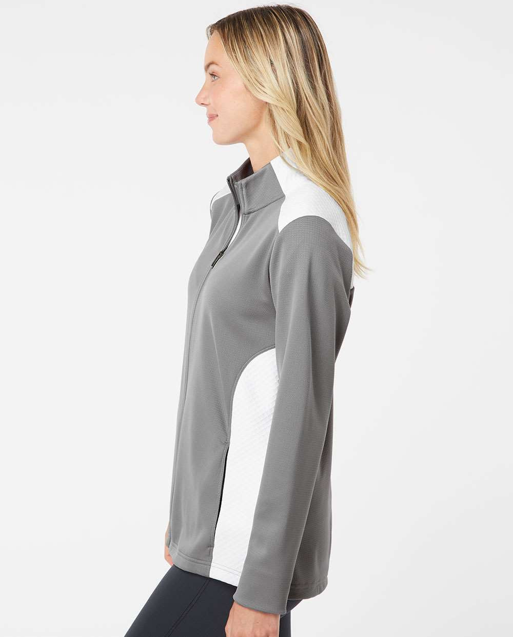 no-logo Adidas Ladies Textured Mixed Media Full-Zip Jacket-Outerwear-Adidas-Thread Logic