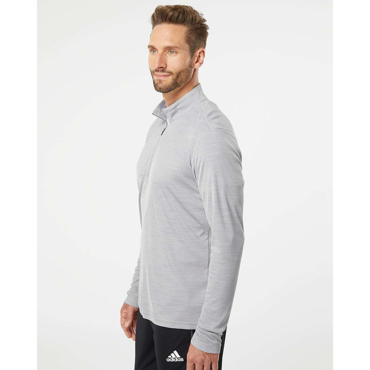 no-logo Adidas Lightweight Mélange QuarterZip Pullover-Quarter Zips-Adidas-Thread Logic