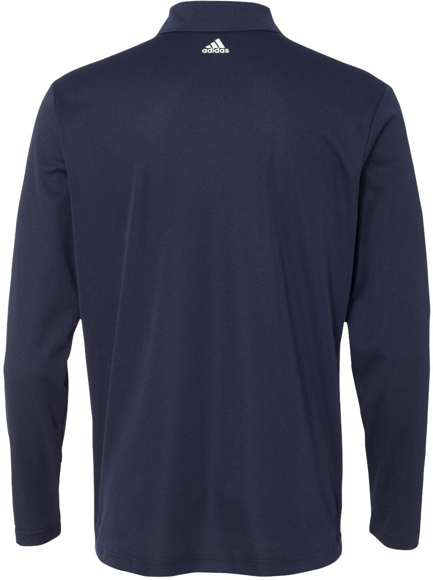 no-logo Adidas Long Sleeve Polo Shirt -Men's Polos-Adidas-Navy/White-4XL-Thread Logic