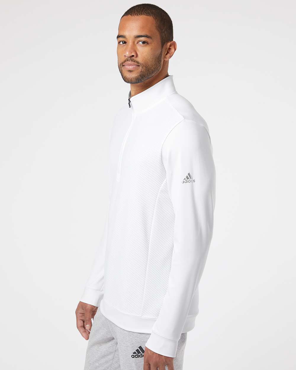 no-logo Adidas Performance Textured Quarter-Zip Pullover-Fleece-Adidas-Thread Logic