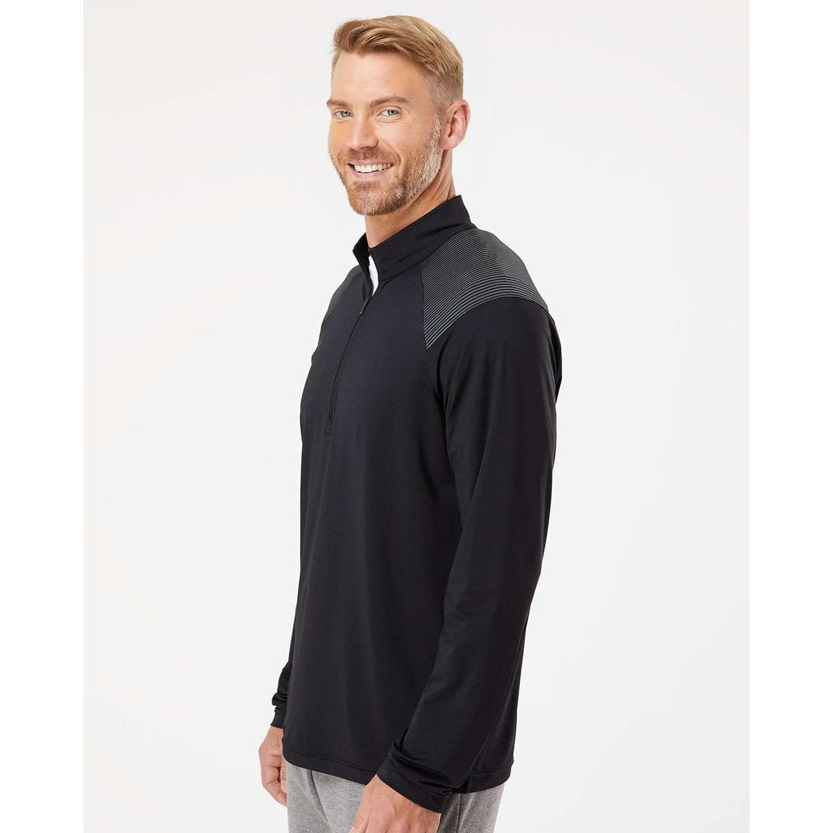 no-logo Adidas Shoulder Stripe Quarter-Zip Pullover-Athletics-Adidas-Thread Logic