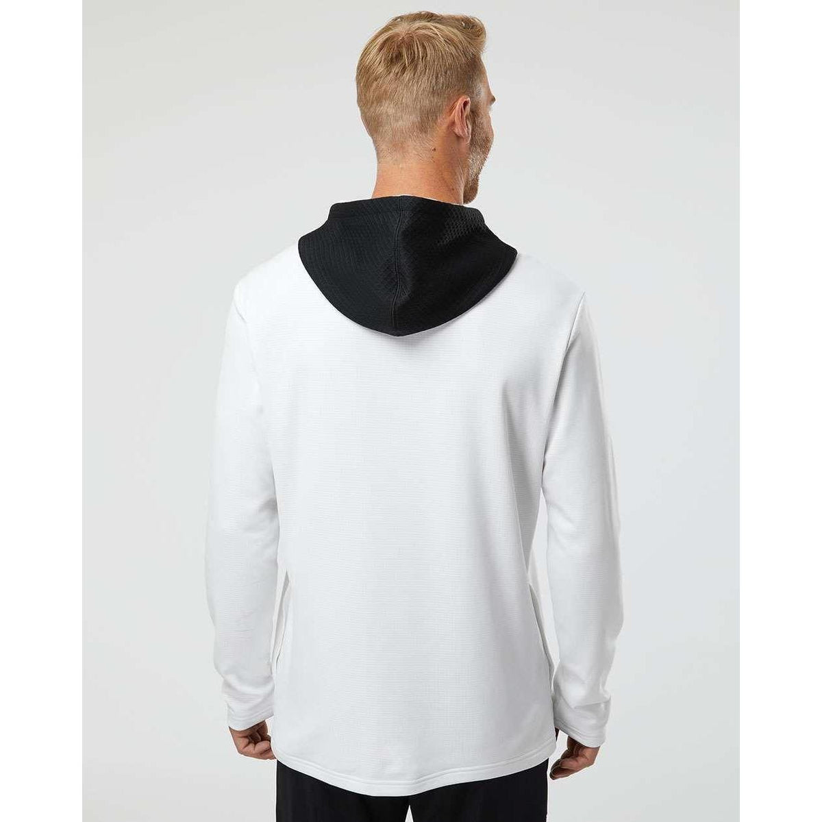 no-logo Adidas Textured Mixed Media Hooded Sweatshirt-Fleece-Adidas-Thread Logic