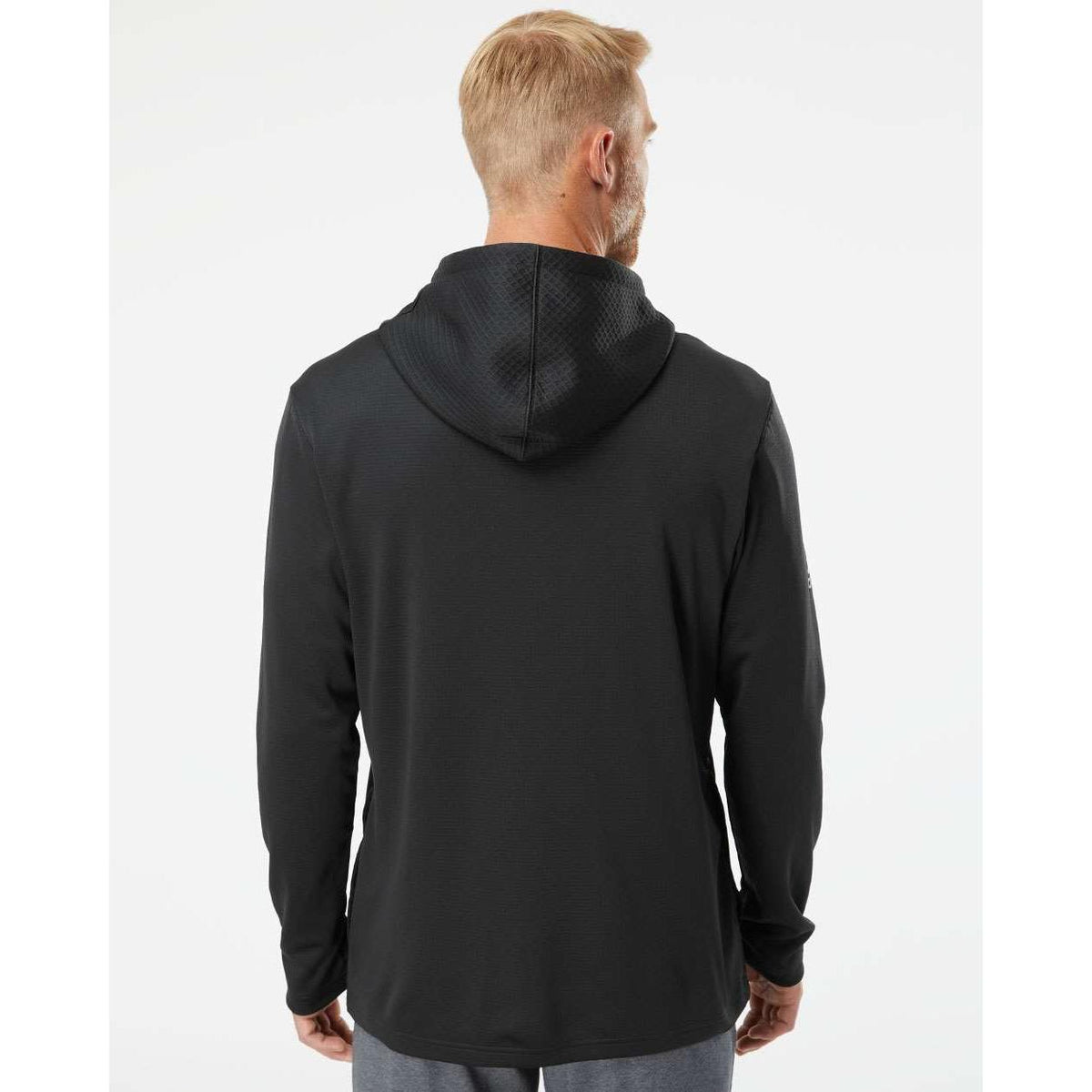 no-logo Adidas Textured Mixed Media Hooded Sweatshirt-Fleece-Adidas-Thread Logic