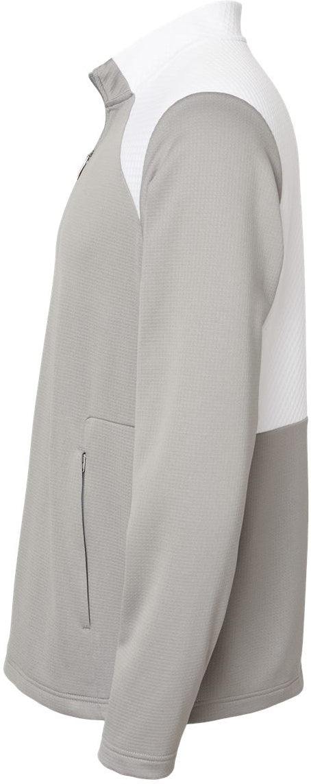 no-logo Adidas Textured Mixed Media Quarter-Zip Pullover-Outerwear-Adidas-Thread Logic