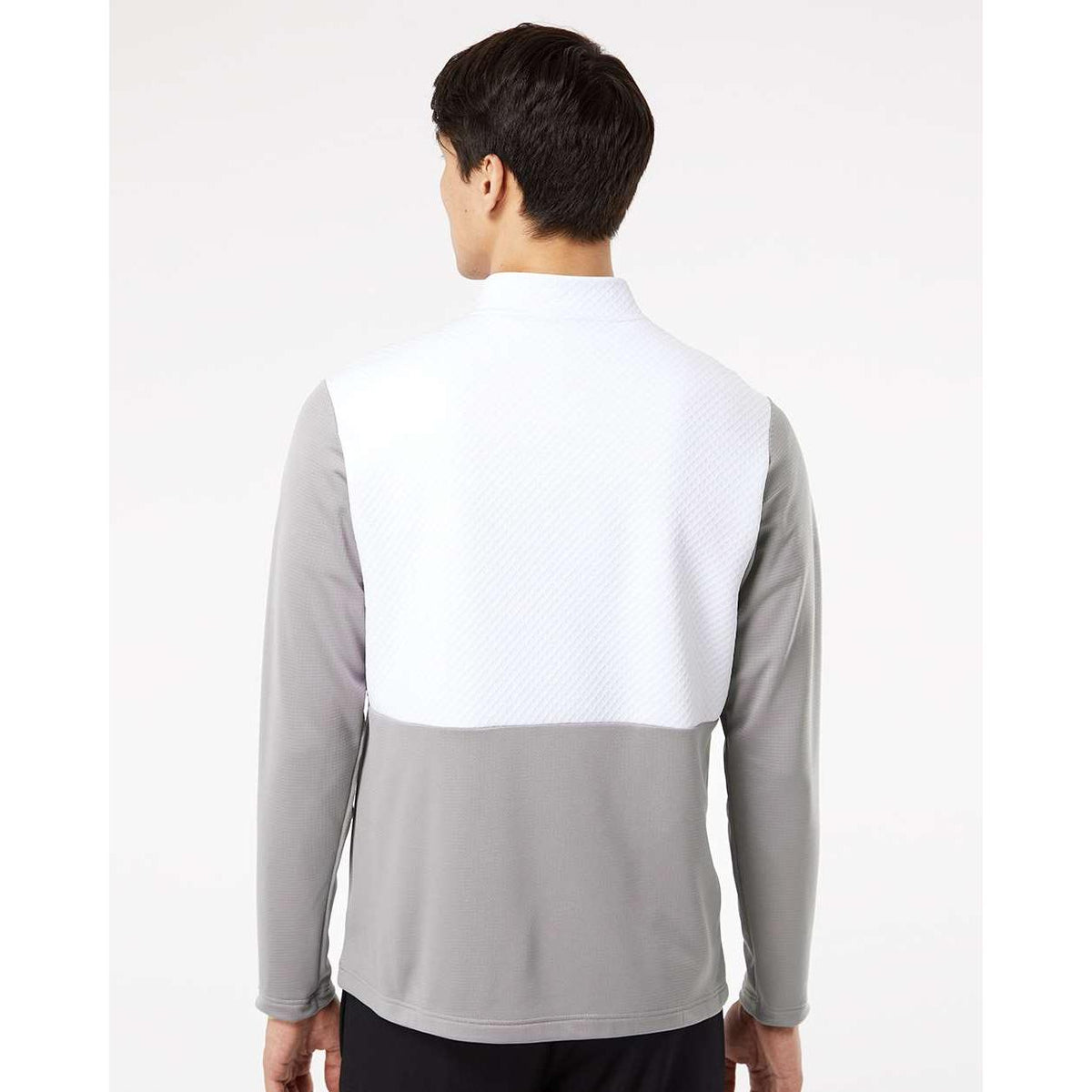 no-logo Adidas Textured Mixed Media Quarter-Zip Pullover-Outerwear-Adidas-Thread Logic