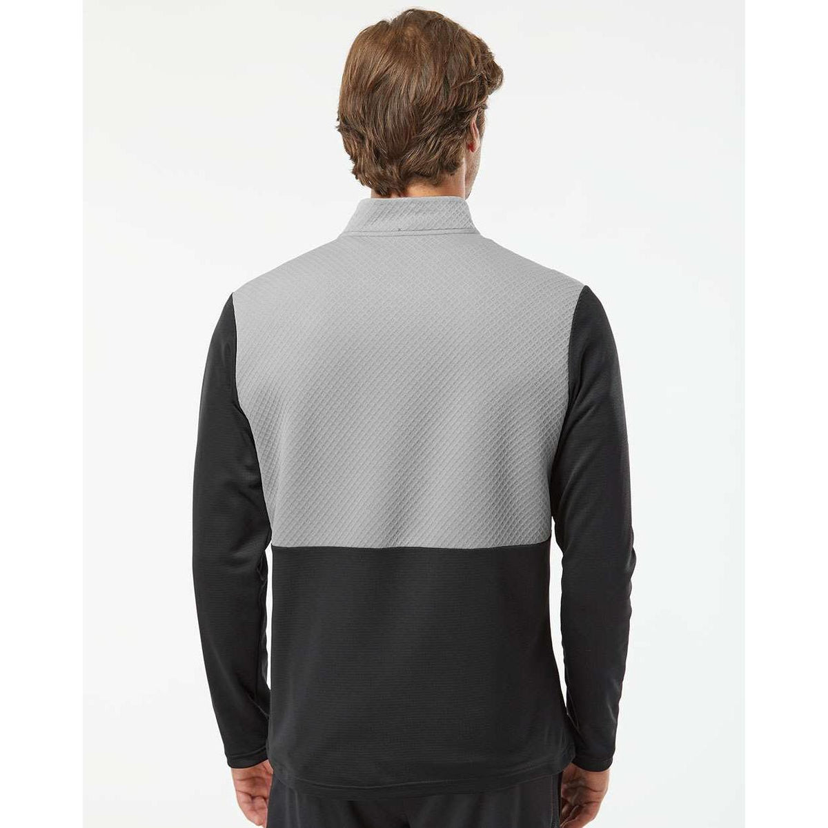 no-logo Adidas Textured Mixed Media Quarter-Zip Pullover-Outerwear-Adidas-Thread Logic