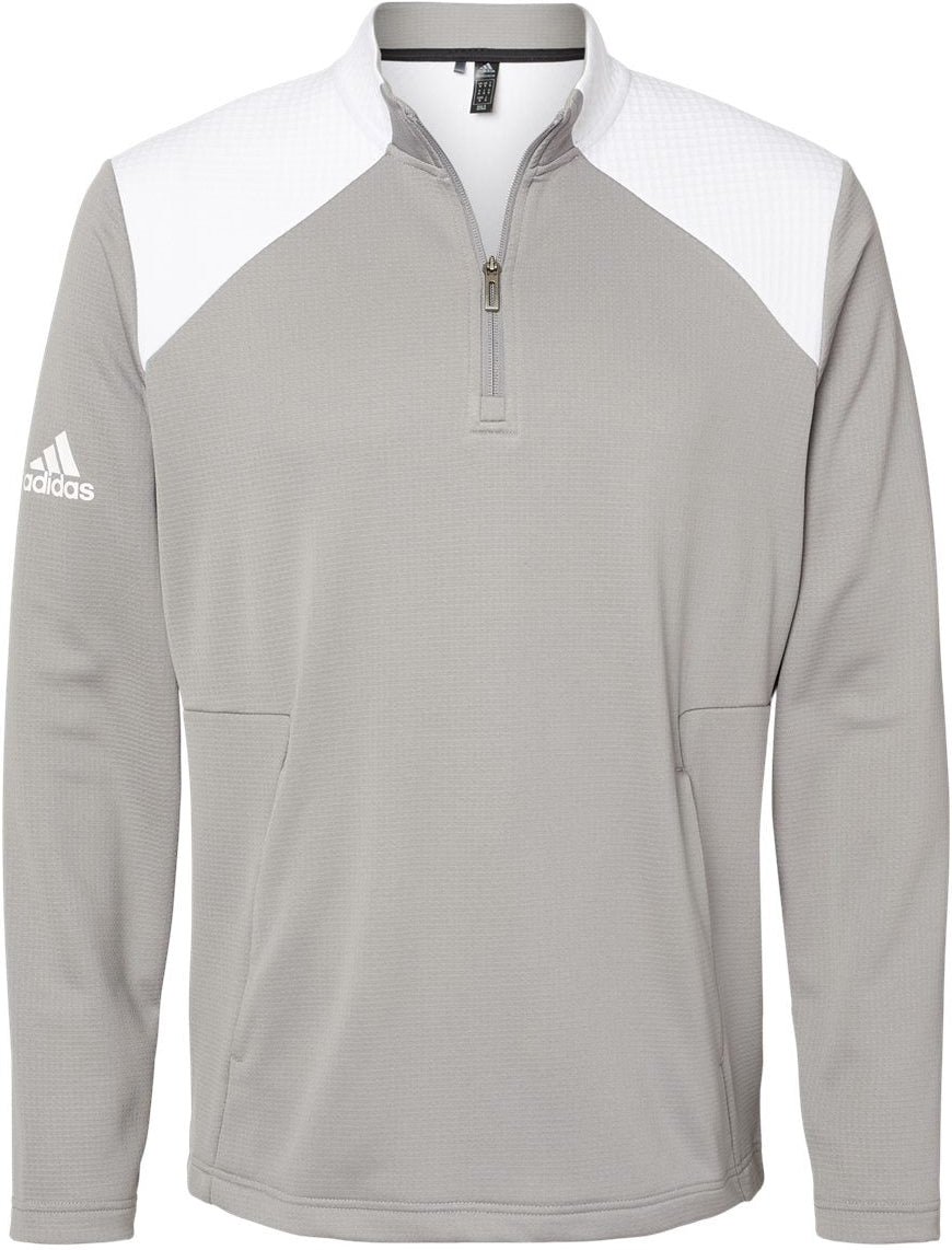 Adidas Textured Mixed Media Quarter-Zip Pullover