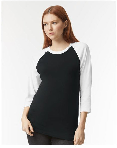 no-logo American Apparel CVC Raglan Tee-Apparel-American Apparel-Black/ White-S-Thread Logic