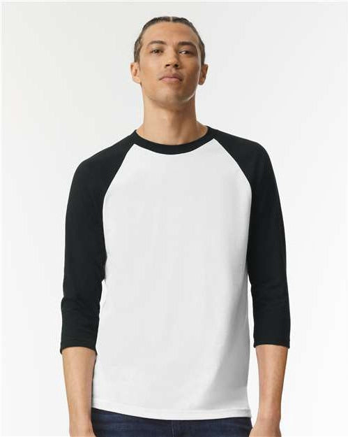 no-logo American Apparel CVC Raglan Tee-Apparel-American Apparel-White/ Black-S-Thread Logic