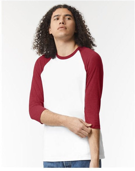 no-logo American Apparel CVC Raglan Tee-Apparel-American Apparel-White/ Heather Cardinal-S-Thread Logic