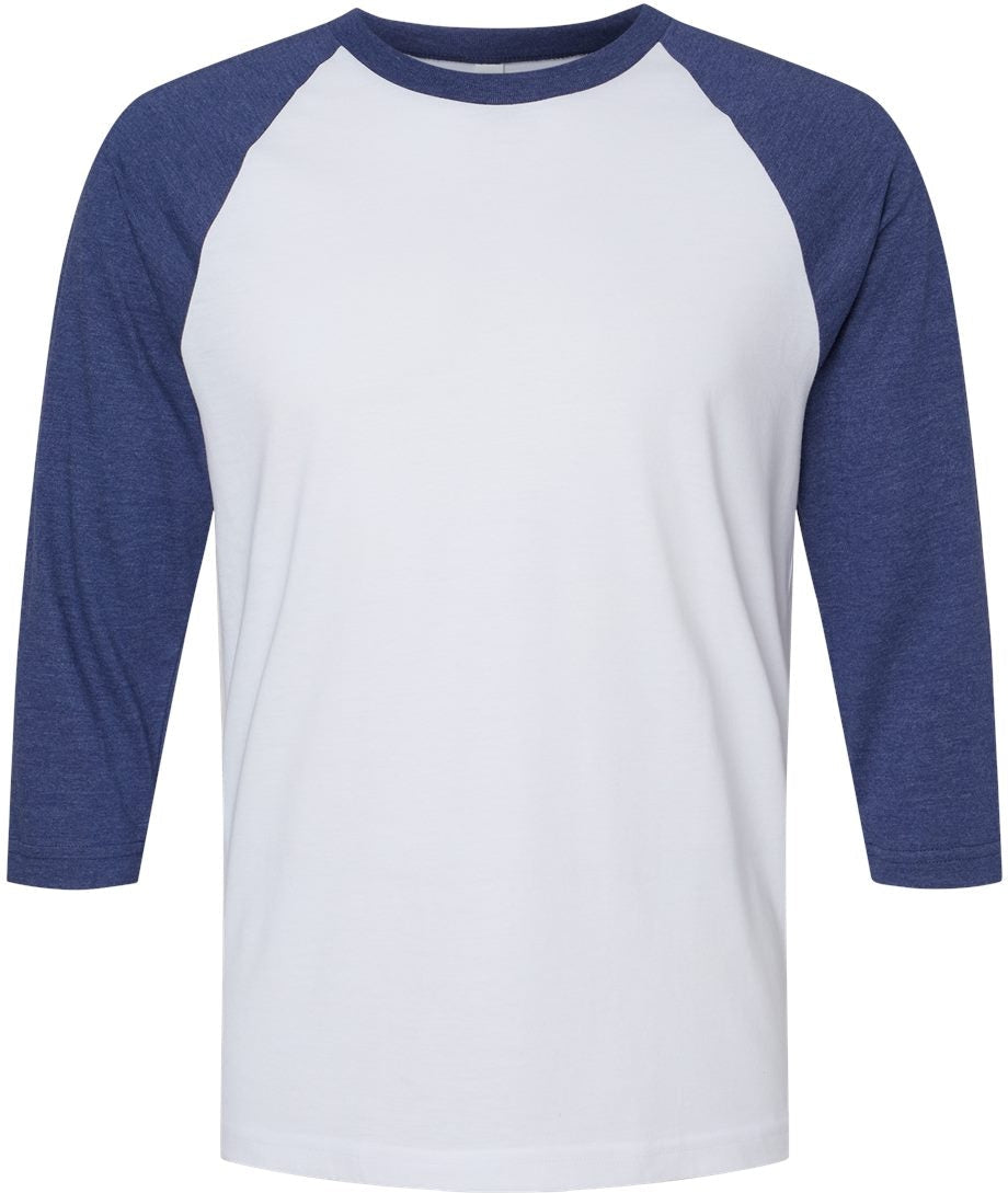 American Apparel CVC Raglan Tee-Apparel-American Apparel-White/ Heather Indigo-S-Thread Logic