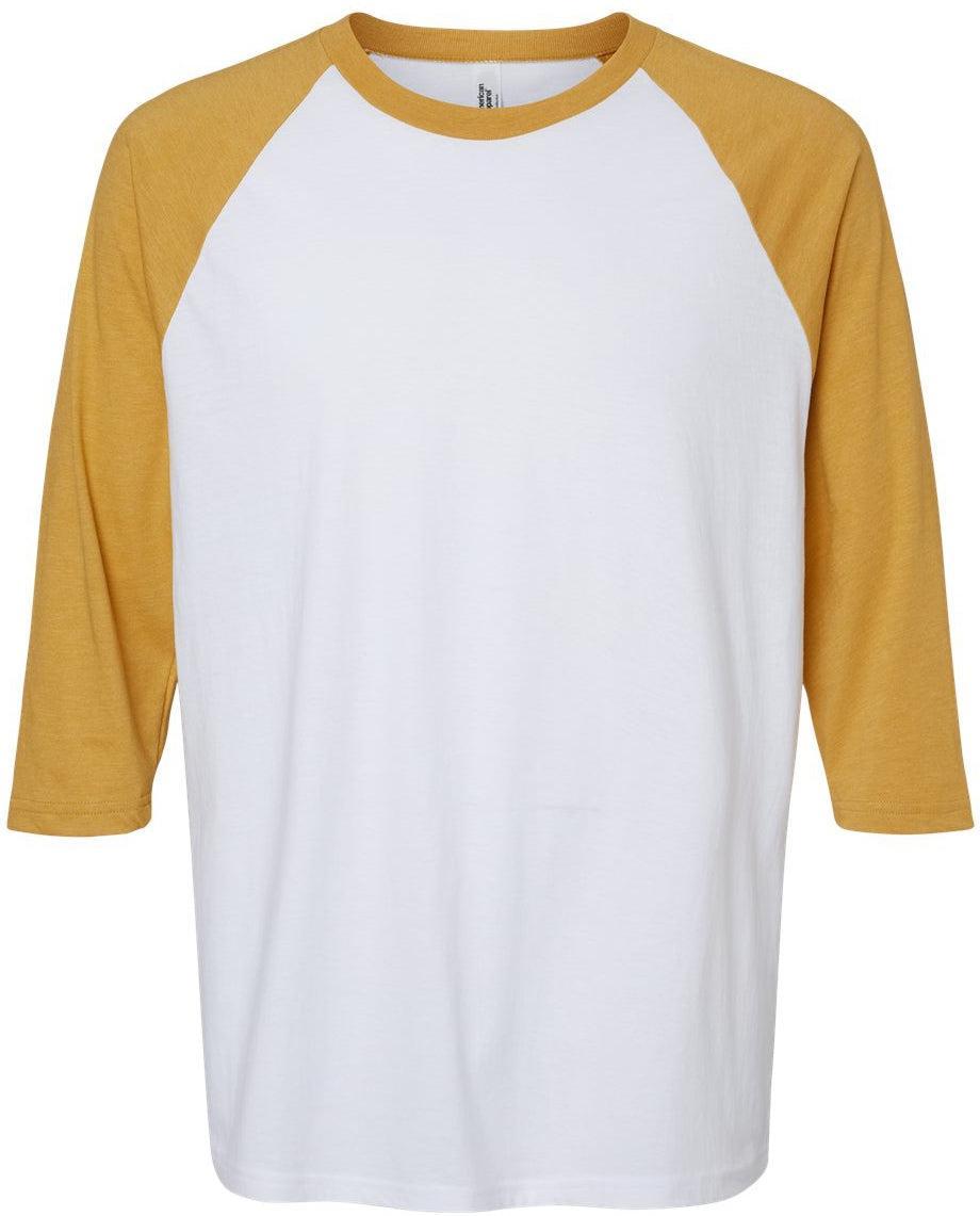 American Apparel CVC Raglan Tee-Apparel-American Apparel-White/ Heather Mustard-S-Thread Logic