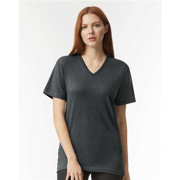 no-logo American Apparel CVC V-Neck Tee-Apparel-American Apparel-Heather Charcoal-S-Thread Logic