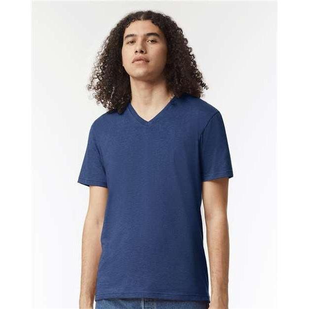 no-logo American Apparel CVC V-Neck Tee-Apparel-American Apparel-Heather Indigo-S-Thread Logic