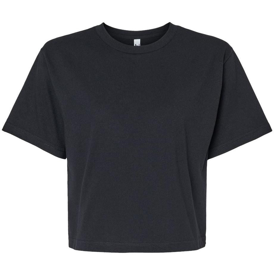 no-logo American Apparel Ladies Fine Jersey Boxy Tee-Apparel-American Apparel-Black-S-Thread Logic