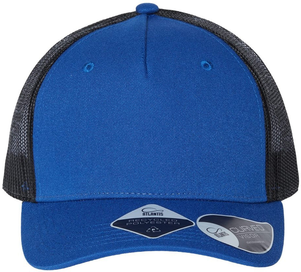 Atlantis Headwear Sustainable Five-Panel Trucker Cap-Apparel-Atlantis Headwear-Royal/ Black-Adjustable-Thread Logic