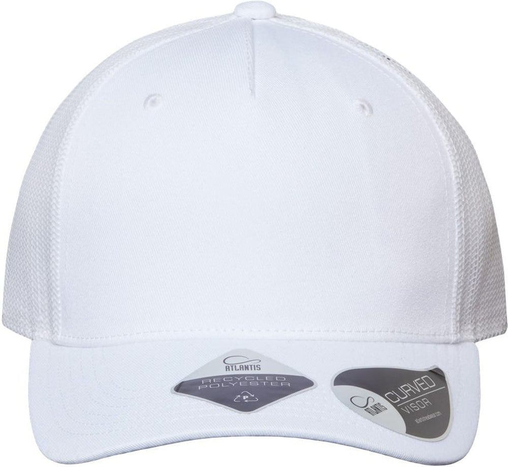 Atlantis Headwear Sustainable Five-Panel Trucker Cap-Apparel-Atlantis Headwear-White/ White-Adjustable-Thread Logic