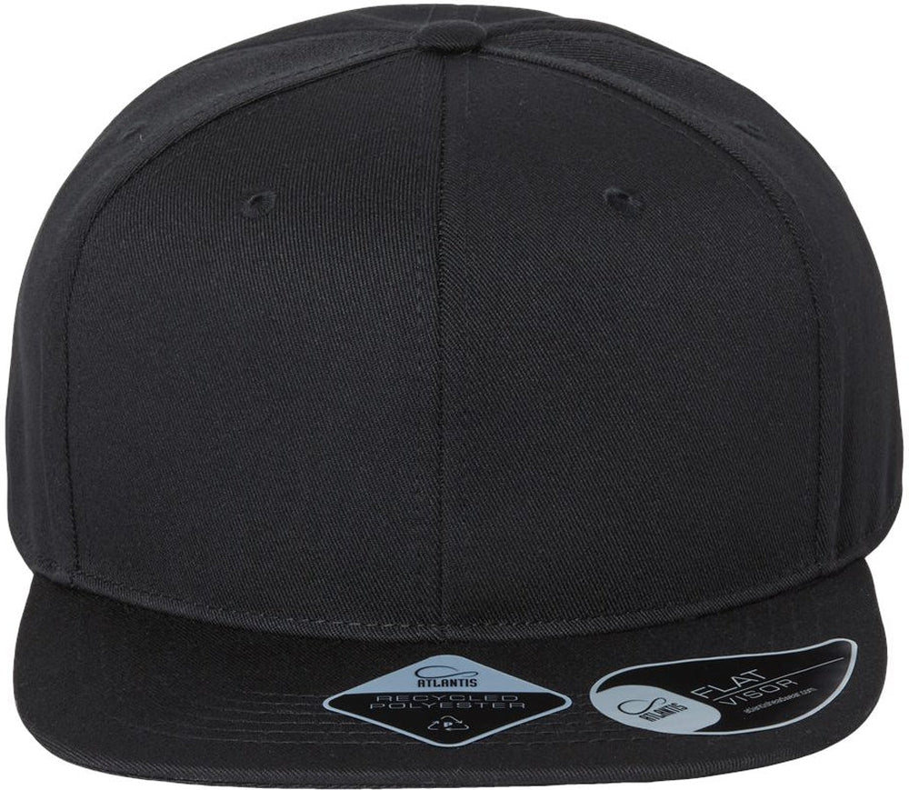 Atlantis Headwear Sustainable Flat Bill Cap-Apparel-Atlantis Headwear-Black-Adjustable-Thread Logic