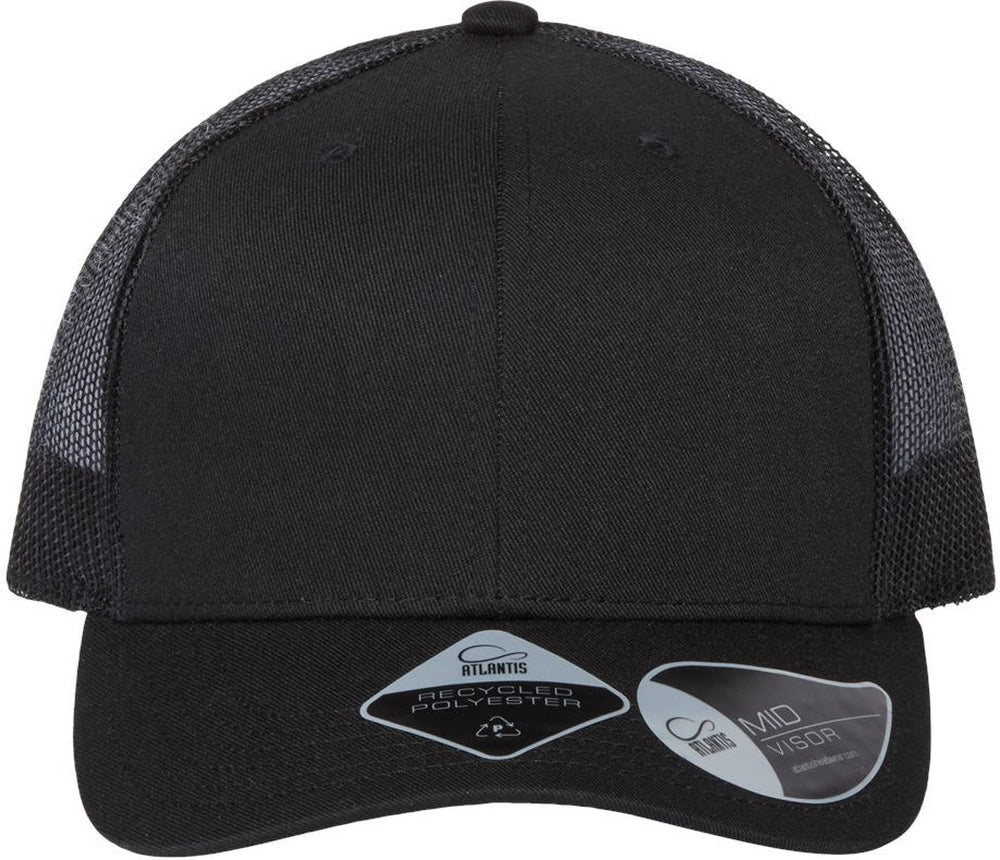 Atlantis Headwear Sustainable Trucker Cap-Apparel-Atlantis Headwear-Black/ Black-Adjustable-Thread Logic