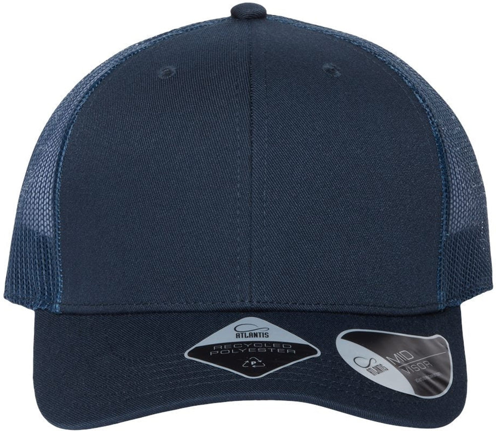 Atlantis Headwear Sustainable Trucker Cap-Apparel-Atlantis Headwear-Navy/ Navy-Adjustable-Thread Logic