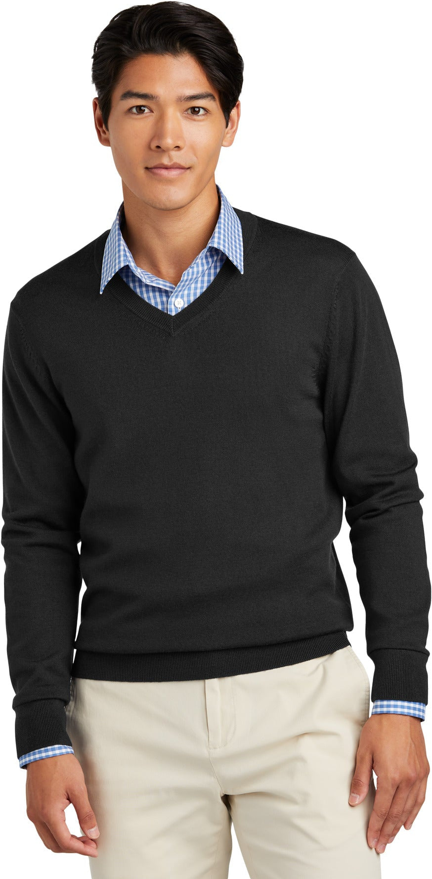 no-logo Brooks Brothers Washable Merino V-Neck Sweater-Brooks Brothers-Thread Logic