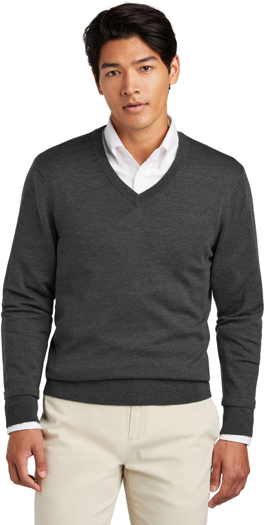 no-logo Brooks Brothers Washable Merino V-Neck Sweater-Brooks Brothers-Thread Logic