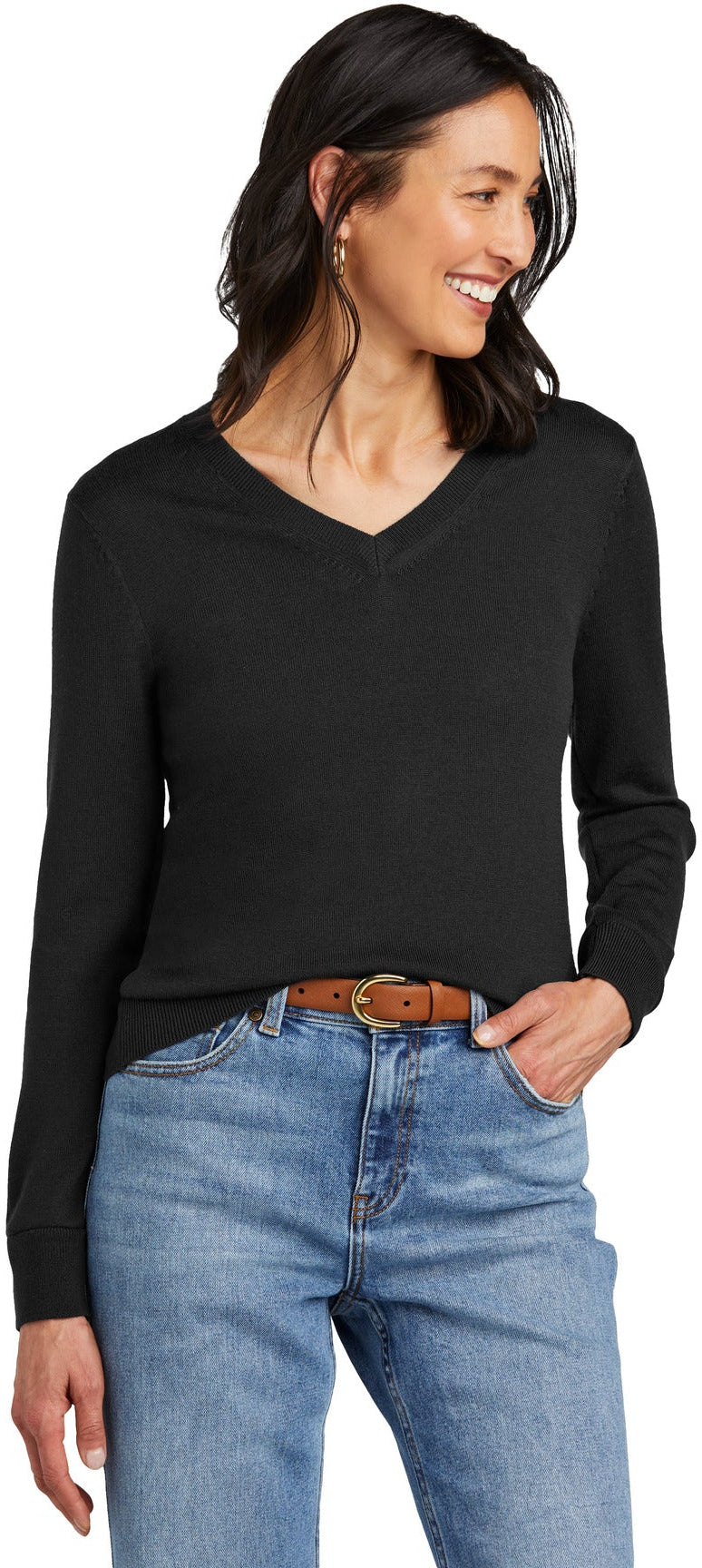 no-logo Brooks Brothers Women's Washable Merino V-Neck Sweater-Brooks Brothers-Thread Logic