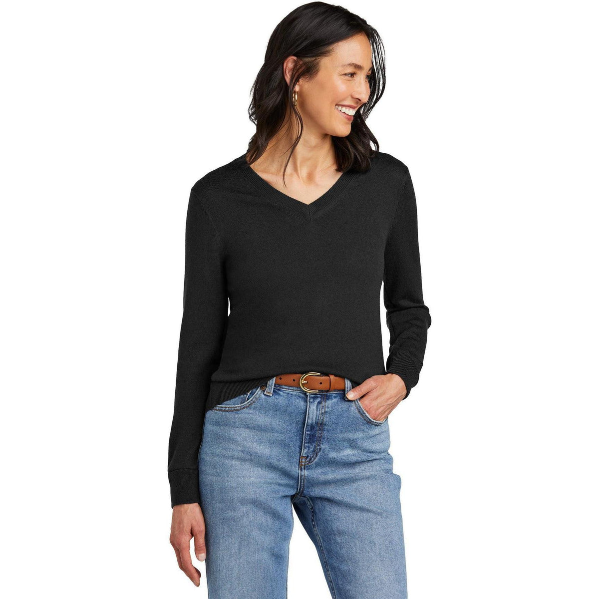 no-logo Brooks Brothers Women's Washable Merino V-Neck Sweater-Brooks Brothers-Thread Logic