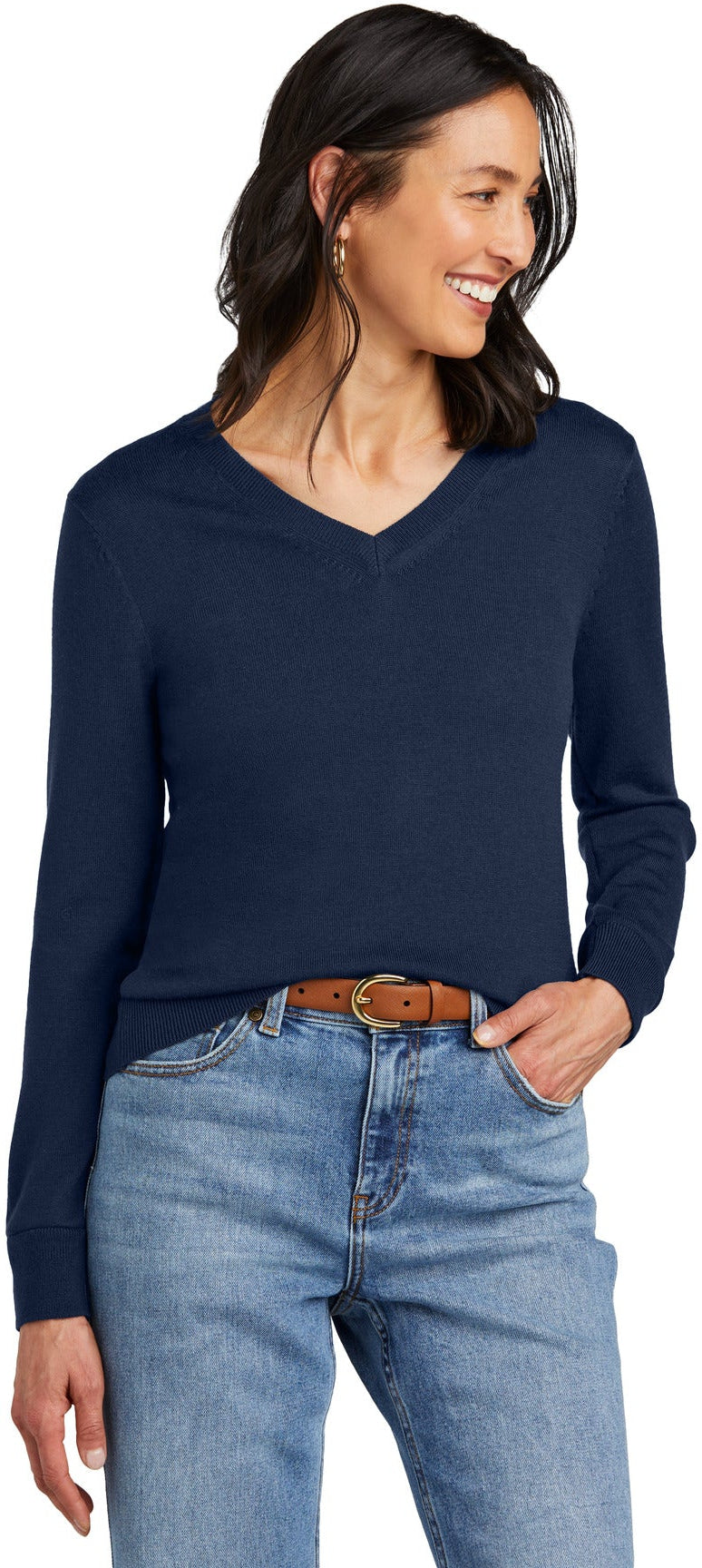 no-logo Brooks Brothers Women's Washable Merino V-Neck Sweater-Brooks Brothers-Thread Logic