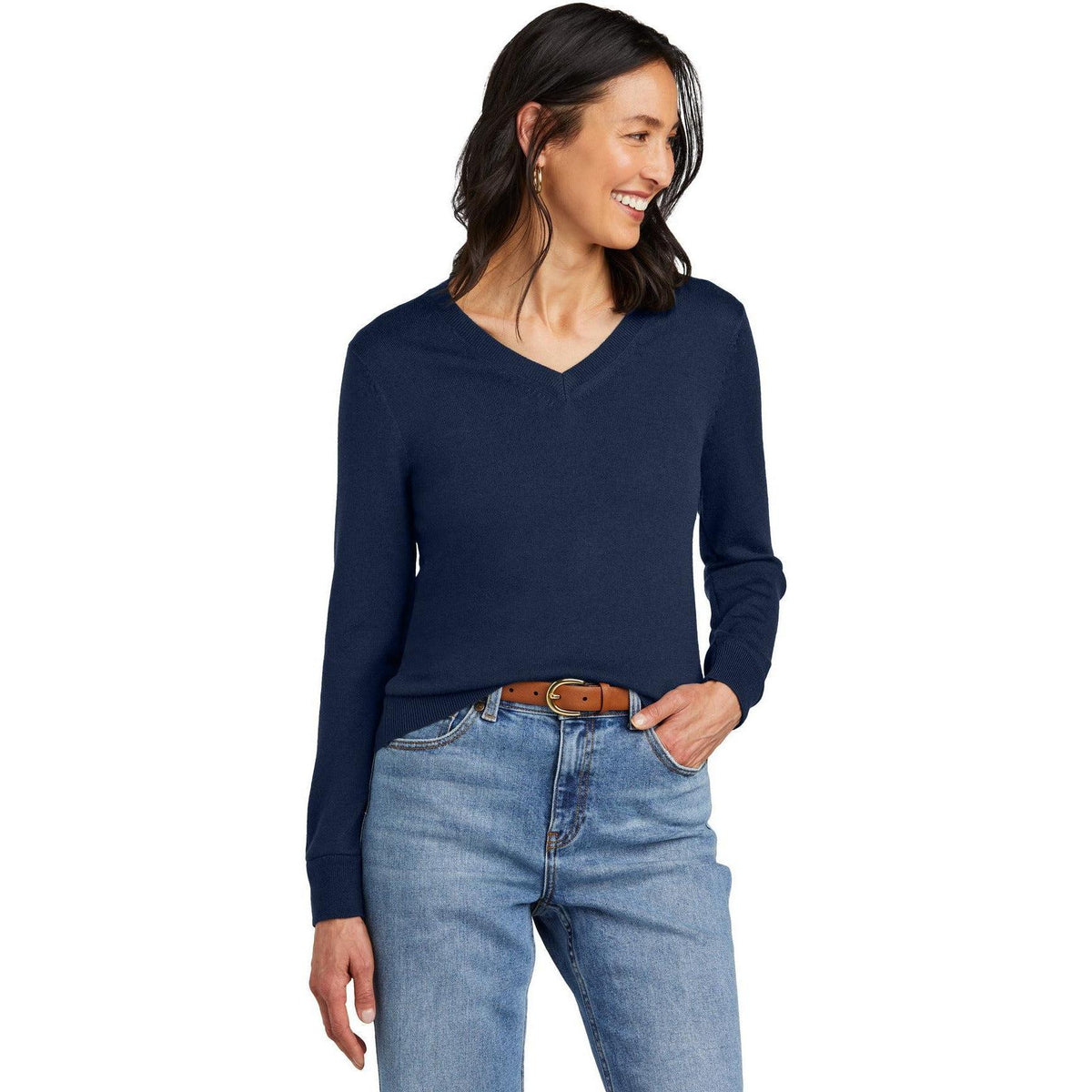 no-logo Brooks Brothers Women's Washable Merino V-Neck Sweater-Brooks Brothers-Thread Logic