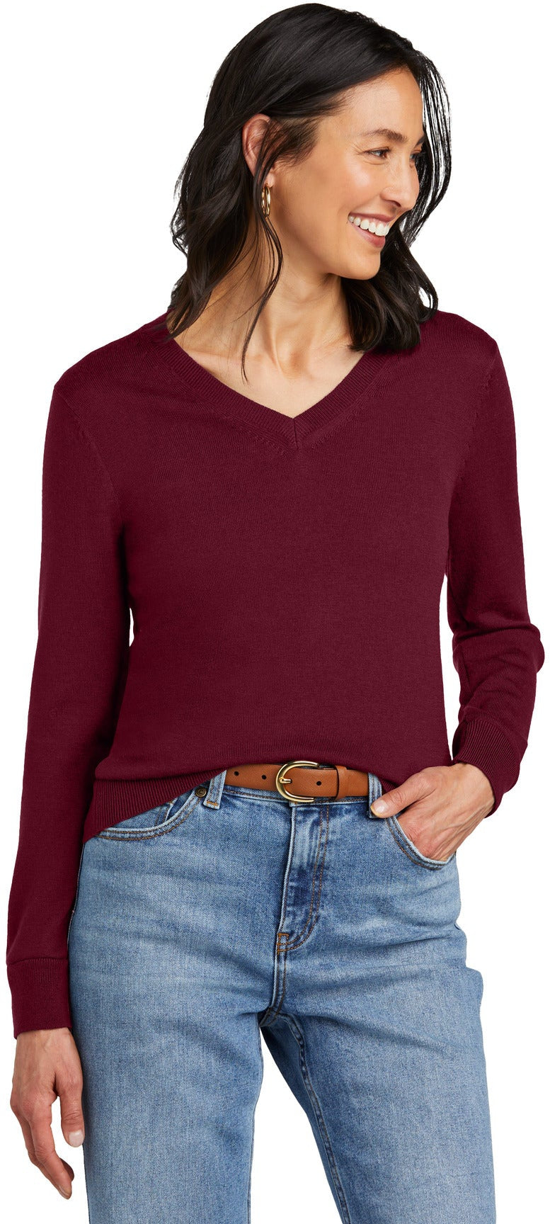 no-logo Brooks Brothers Women's Washable Merino V-Neck Sweater-Brooks Brothers-Thread Logic