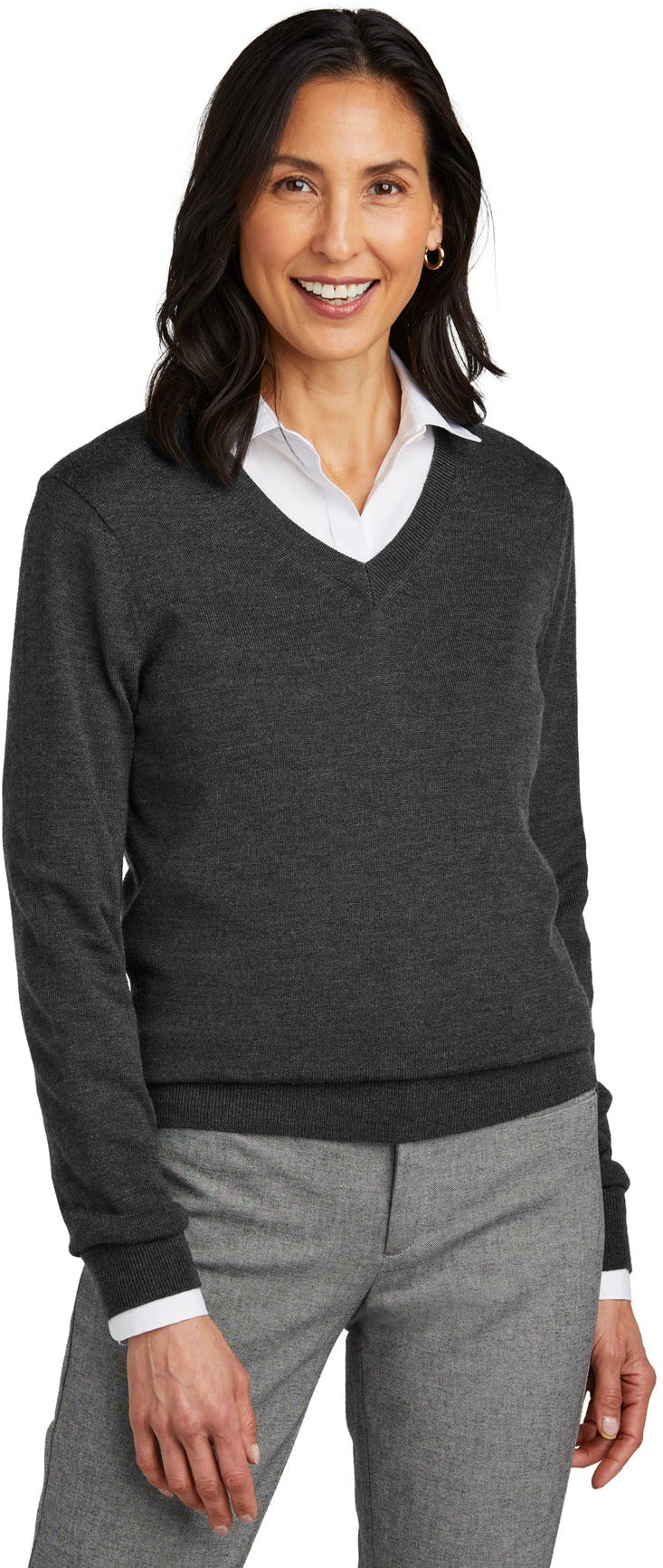 no-logo Brooks Brothers Women's Washable Merino V-Neck Sweater-Brooks Brothers-Thread Logic