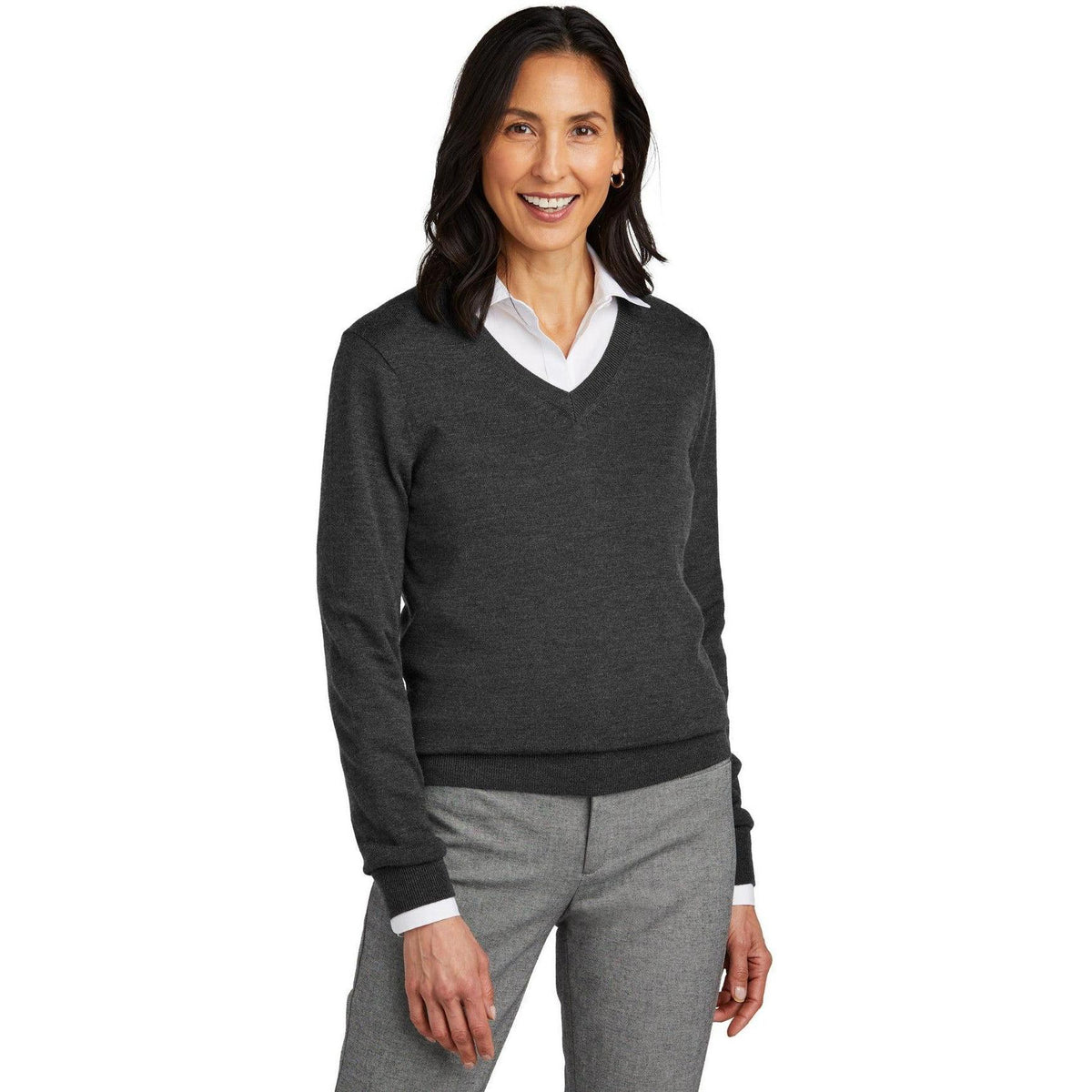no-logo Brooks Brothers Women's Washable Merino V-Neck Sweater-Brooks Brothers-Thread Logic