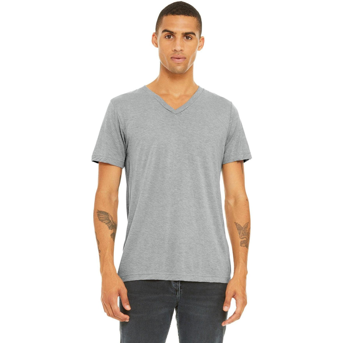 no-logo Bella+Canvas Triblend Short Sleeve V-Neck Tee