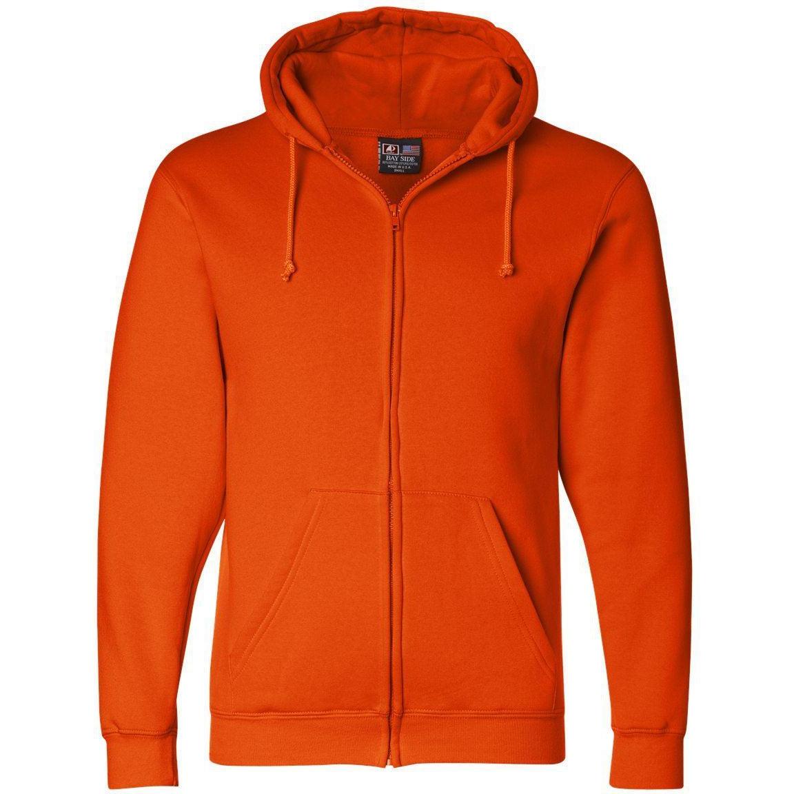 no-logo Bayside USA-Made FullZip Hooded Sweatshirt-Full Zips-Bayside-Bright Orange-S-Thread Logic