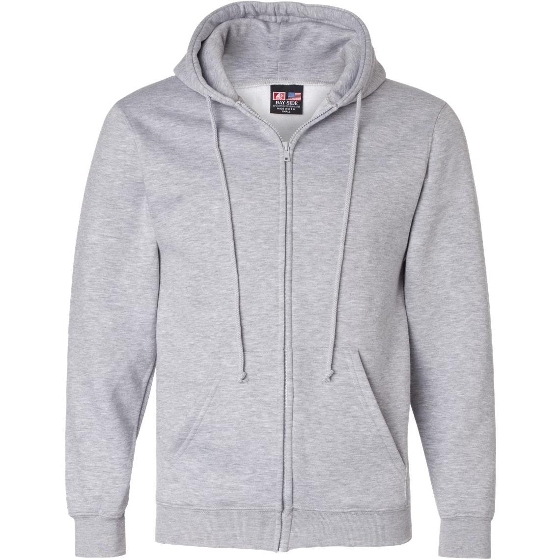 no-logo Bayside USA-Made FullZip Hooded Sweatshirt-Full Zips-Bayside-Dark Ash-S-Thread Logic