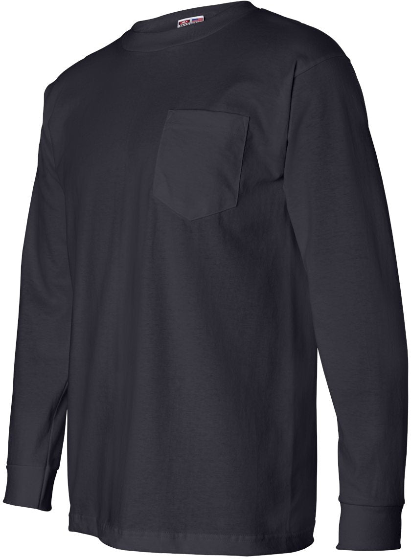 no-logo Bayside USA-Made Long Sleeve TShirt with a Pocket-Men's T Shirts-Bayside-Thread Logic