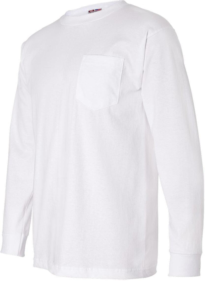 no-logo Bayside USA-Made Long Sleeve TShirt with a Pocket-Men's T Shirts-Bayside-Thread Logic