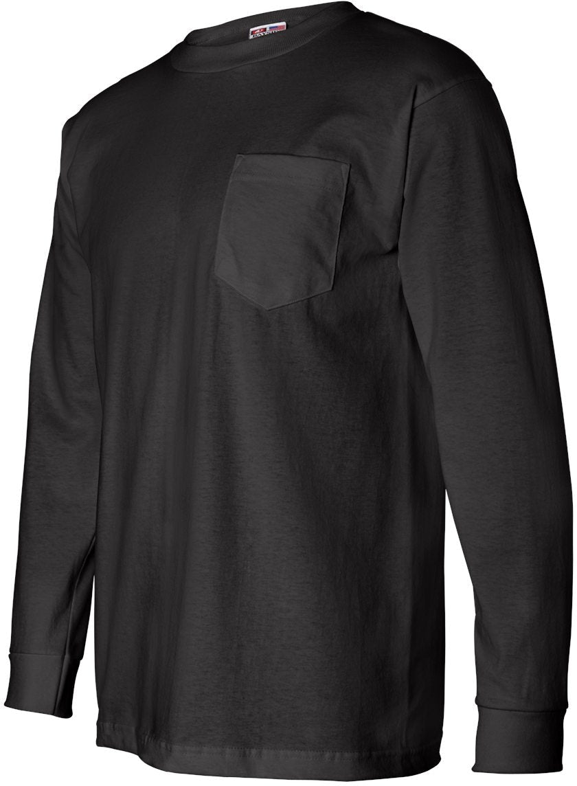 no-logo Bayside USA-Made Long Sleeve TShirt with a Pocket-Men's T Shirts-Bayside-Thread Logic