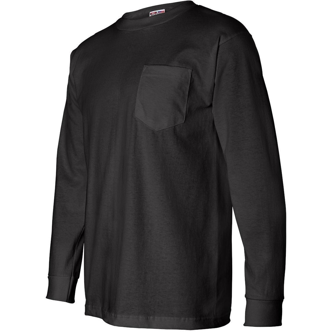 no-logo Bayside USA-Made Long Sleeve TShirt with a Pocket-Men's T Shirts-Bayside-Thread Logic