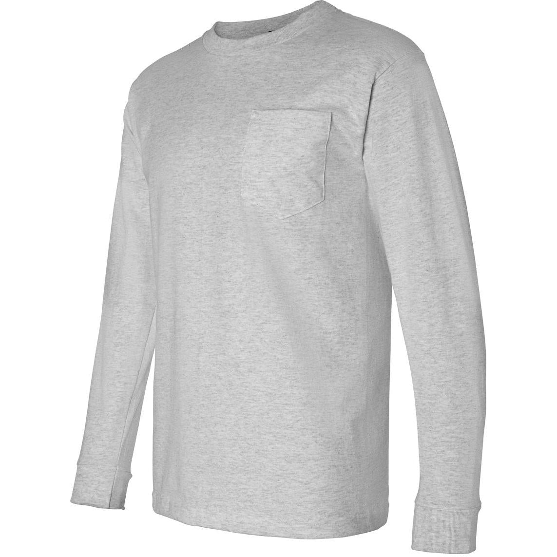 no-logo Bayside USA-Made Long Sleeve TShirt with a Pocket-Men's T Shirts-Bayside-Thread Logic