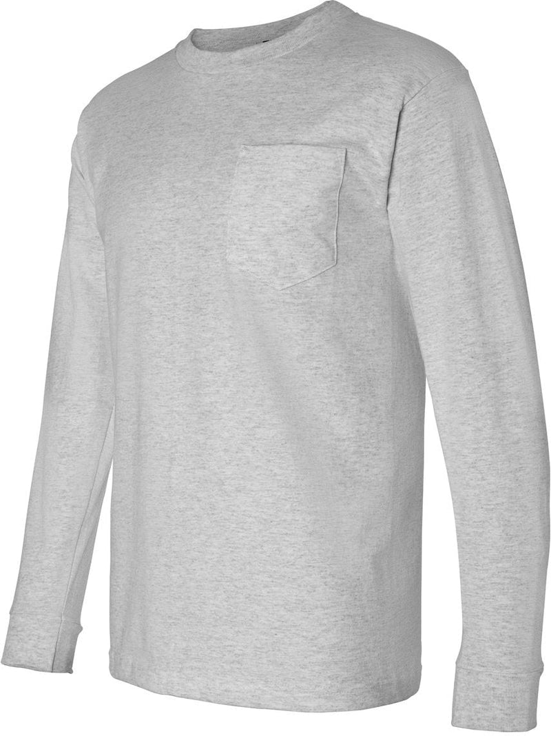 no-logo Bayside USA-Made Long Sleeve TShirt with a Pocket-Men's T Shirts-Bayside-Thread Logic