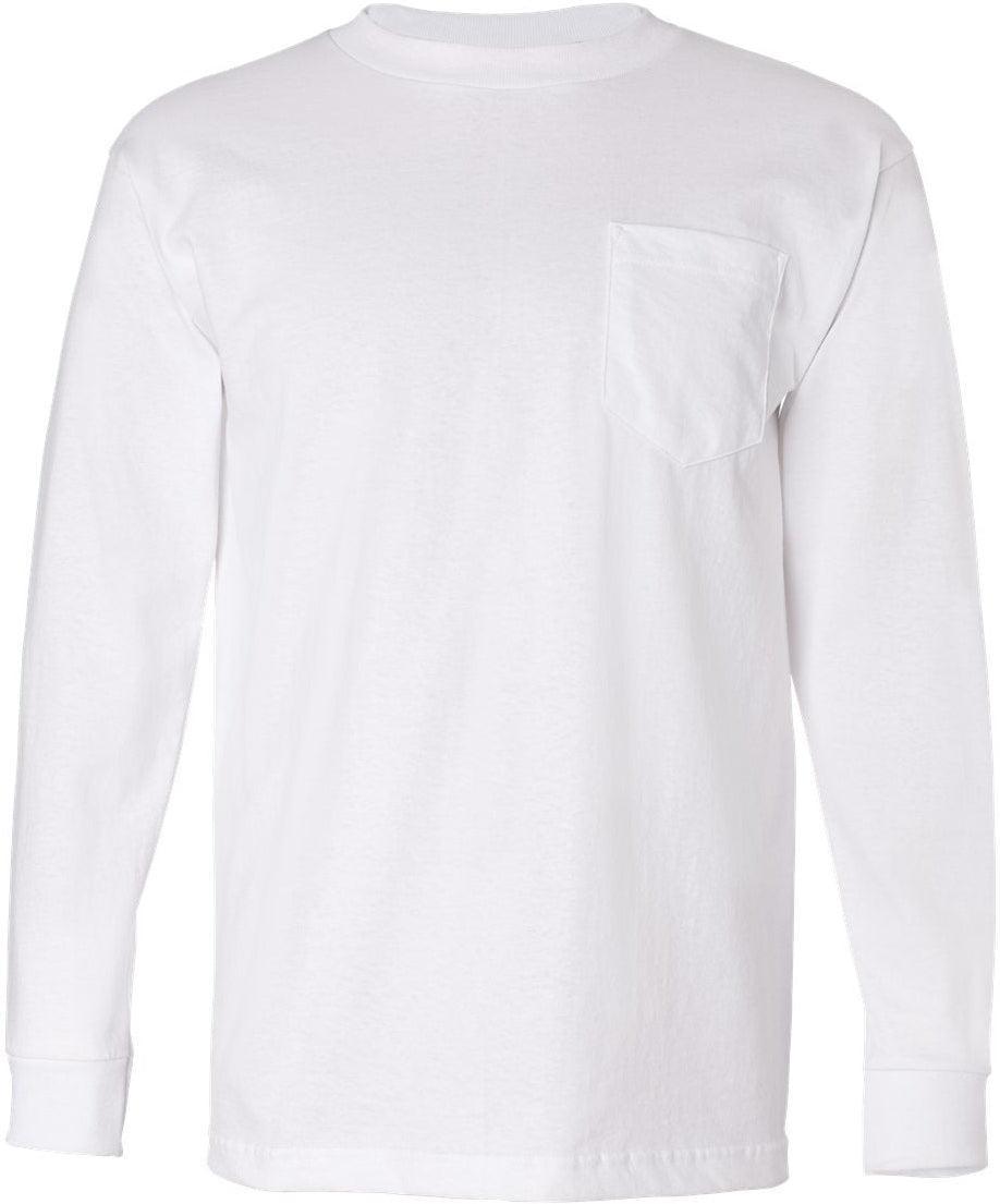 Bayside USA-Made Long Sleeve TShirt with a Pocket