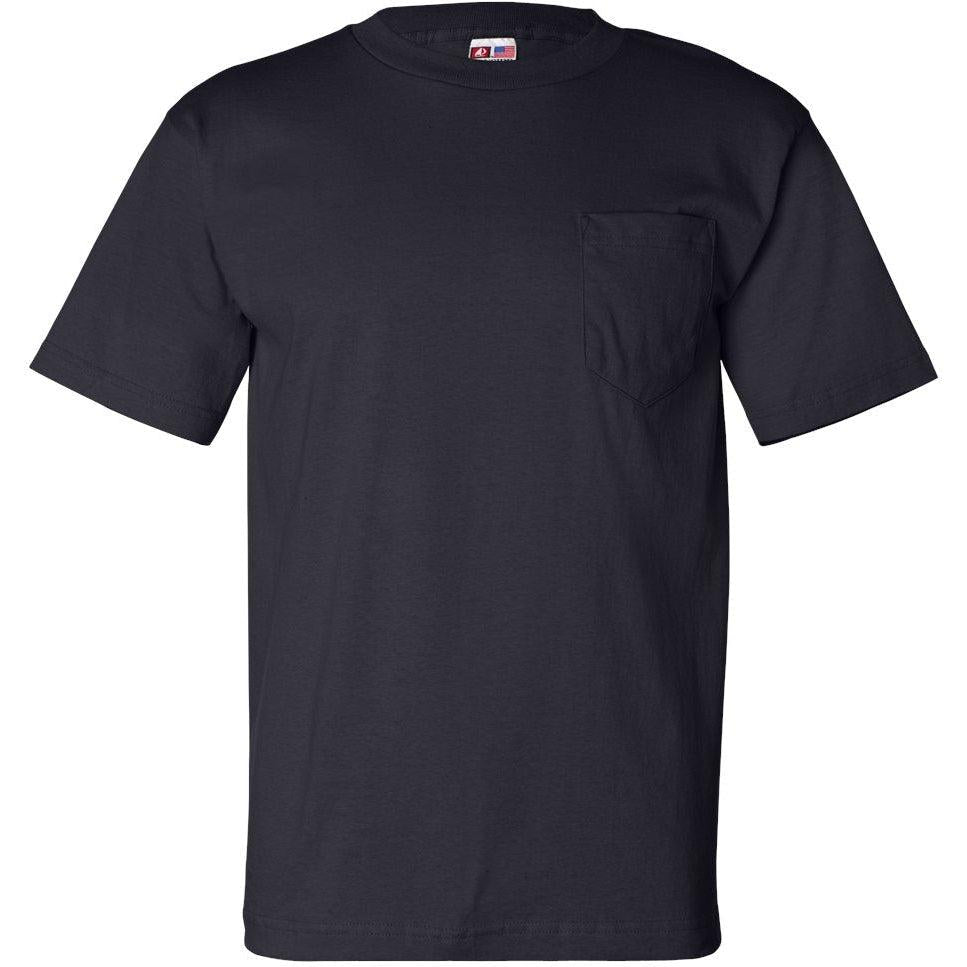 no-logo Bayside USA-Made Short Sleeve TShirt with a Pocket-Polos-Bayside-Navy-S-Thread Logic